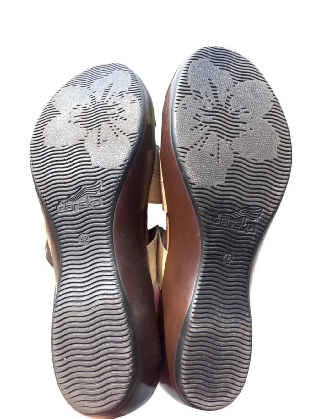 Dansko Donna EU 42 US 11.5-12 Beige Leather Comfort Sandals Adjustable Slides